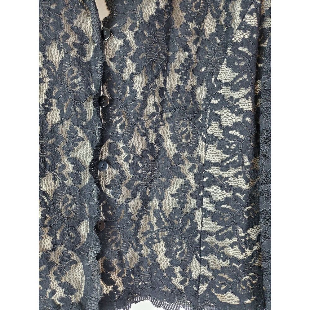 Talbots Women's Button Up Black V-Neck Lace‎ Blouse Top Size 6 - Picture 4 of 7